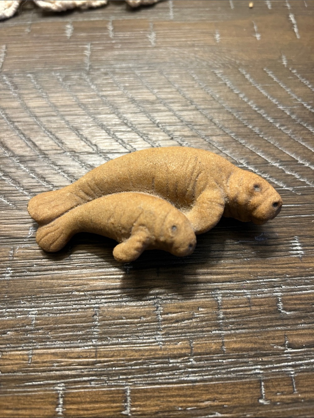 Vintage Handcrafted Florida Manatee & Baby Calf Sand Sculpture Figurine
